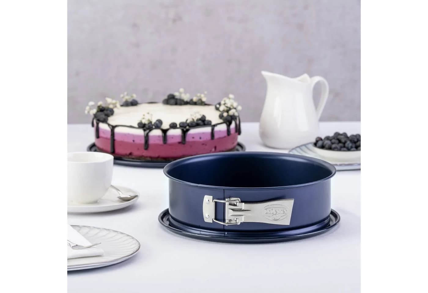 Dr. Oetker Springform Ø 24 cm Emaille-Servierboden Antihaft-Ring Blau