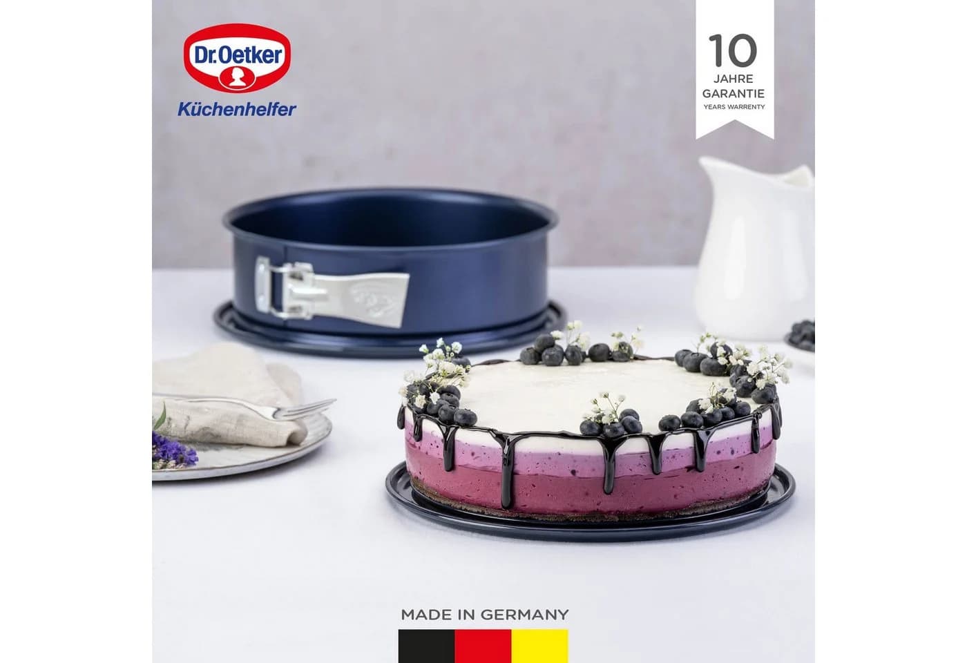 Dr. Oetker Springform Ø 24 cm Emaille-Servierboden Antihaft-Ring Blau - Bild 3