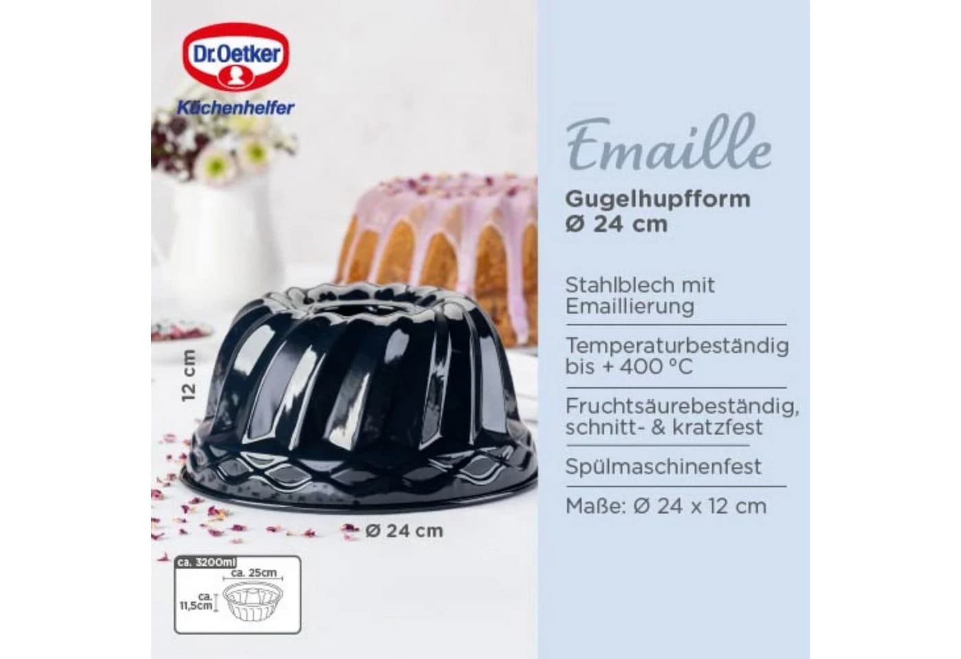 Dr. Oetker Gugelhupfform Emaille Ø 24 cm Nachtblau - Bild 4