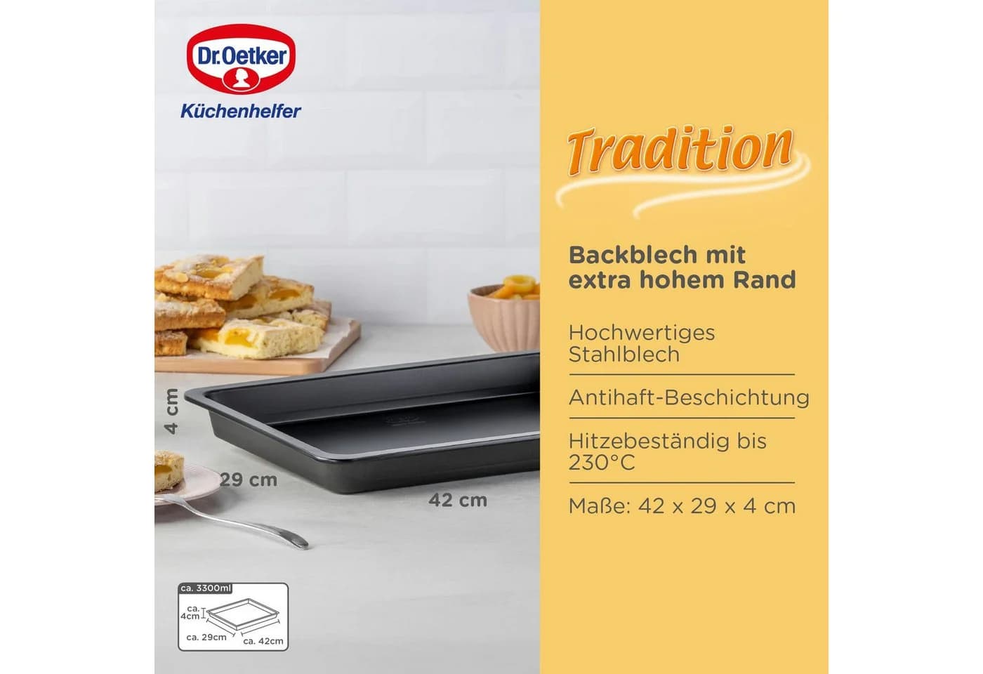 Dr. Oetker Backblech mit Antihaft-Beschichtung und hohem Rand - Bild 3
