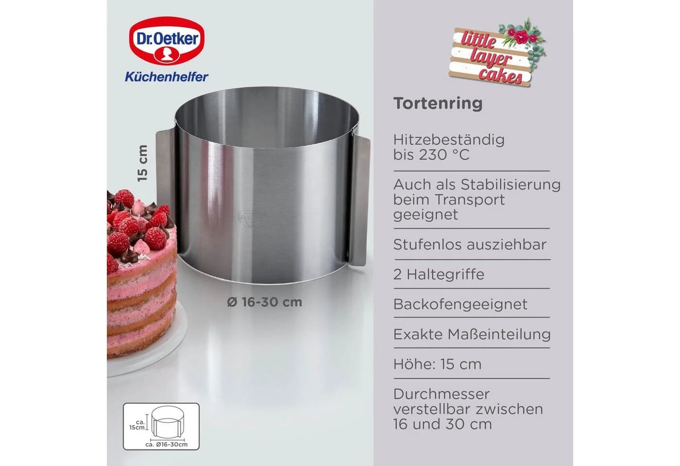 Dr. Oetker Tortenring extra hoch 15 cm verstellbar Edelstahl - Bild 3