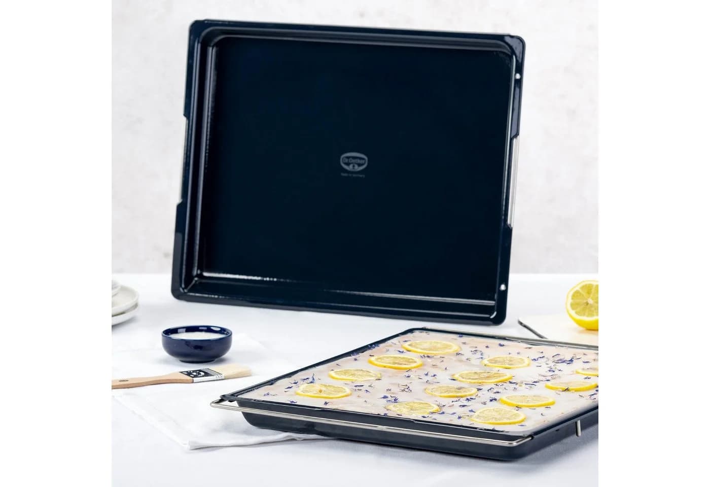 Dr. Oetker Herdbackblech Emaille verstellbar 41-53 cm Silber