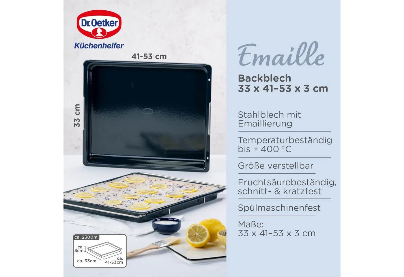Dr. Oetker Herdbackblech Emaille verstellbar 41-53 cm Silber - Bild 4