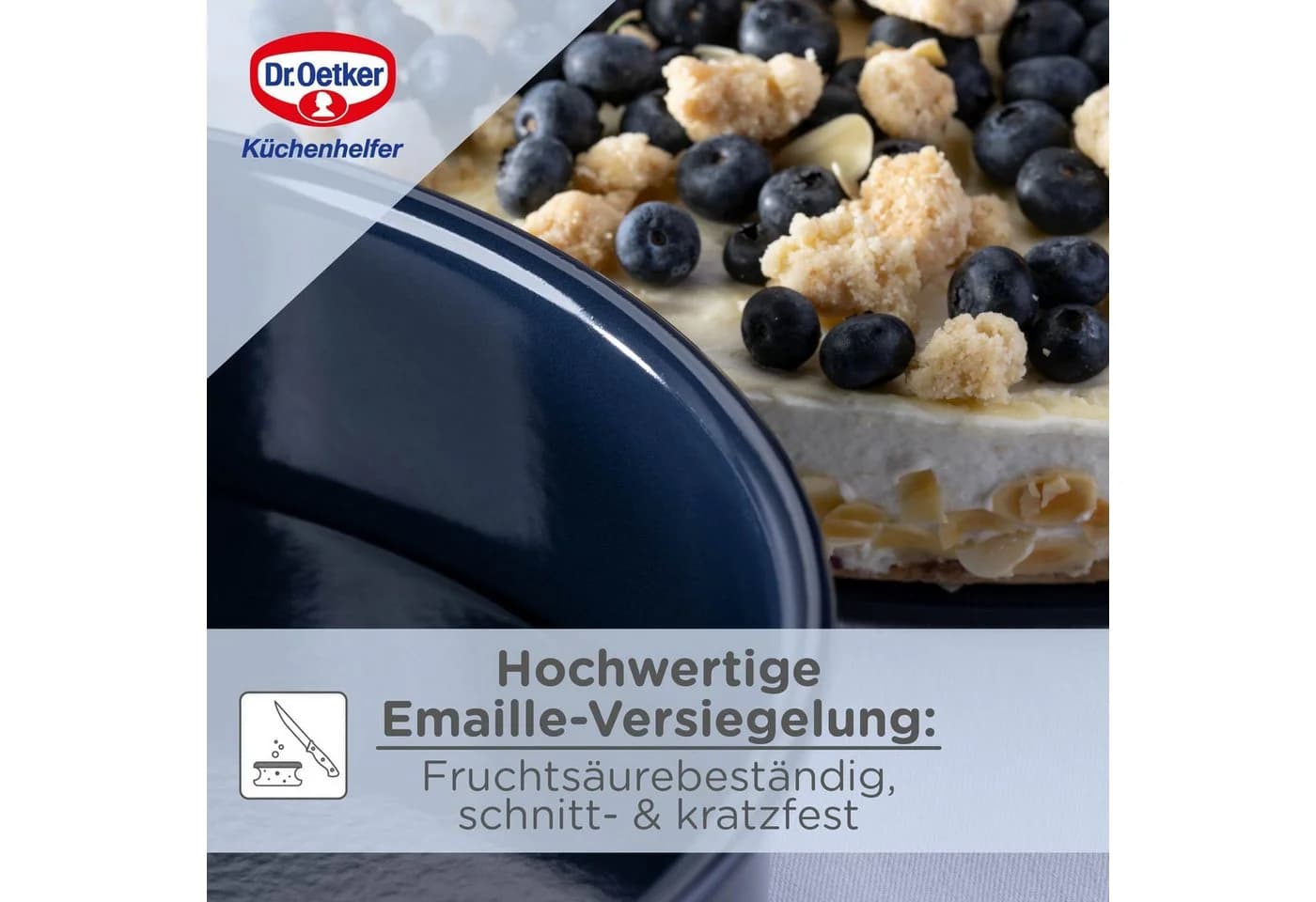 Dr. Oetker Garantieform mit Hebeboden Emaille Nachtblau Ø 28 cm - Bild 5