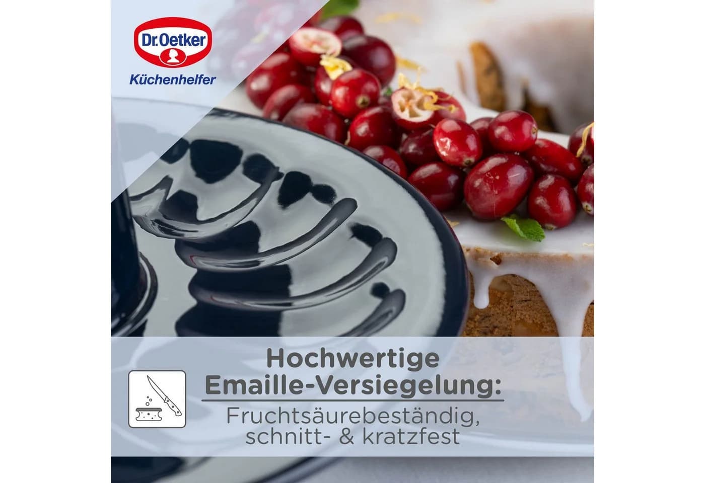 Dr. Oetker Garantieform Ø 26cm Emaille Nachtblau mit Flach- und Rohrboden - Bild 5