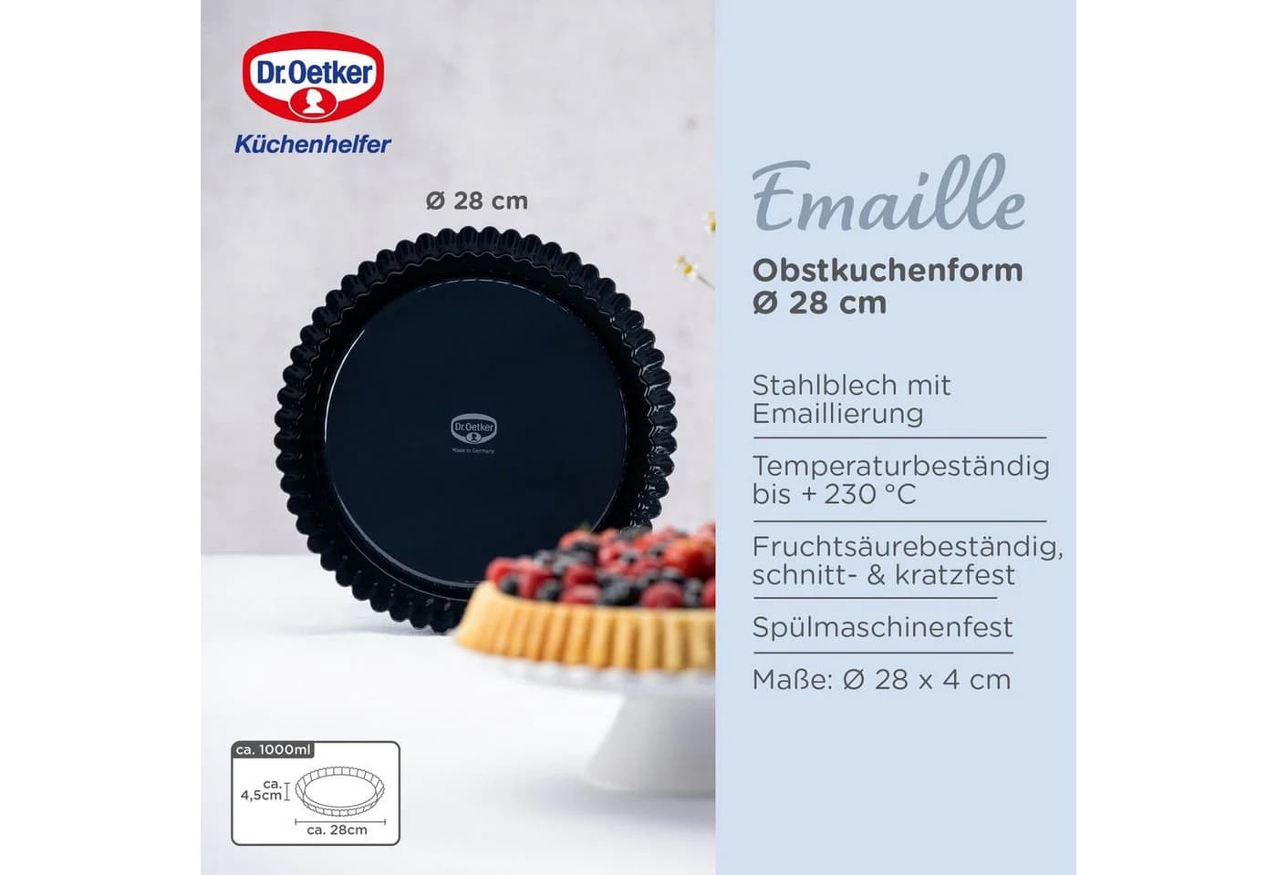 Dr. Oetker Obstkuchenform Emaille Ø 28 cm Nachtblau - Bild 4