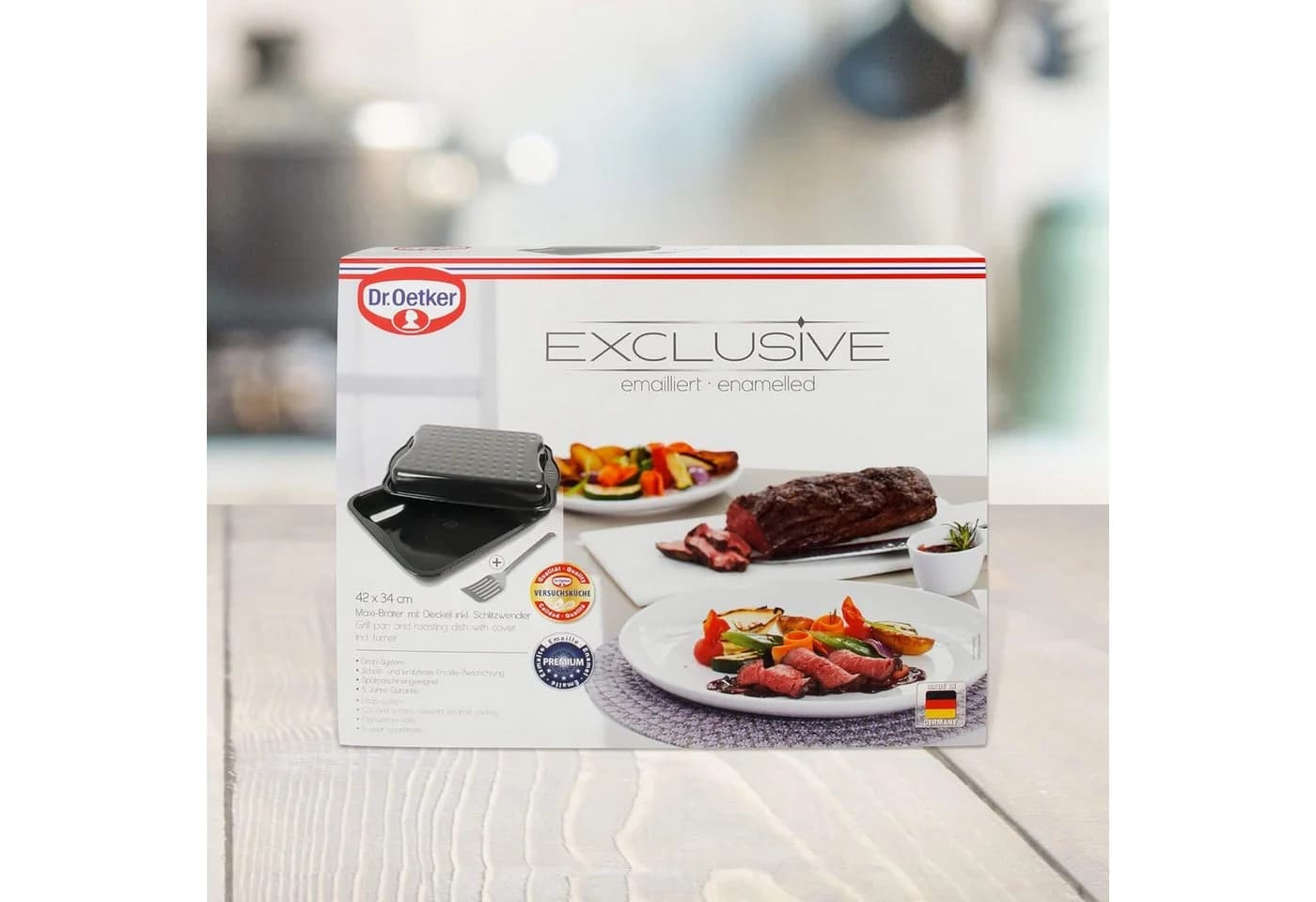 Dr. Oetker EXCLUSIVE XXL Bräter mit Deckel Emaille 42x34cm - Bild 5