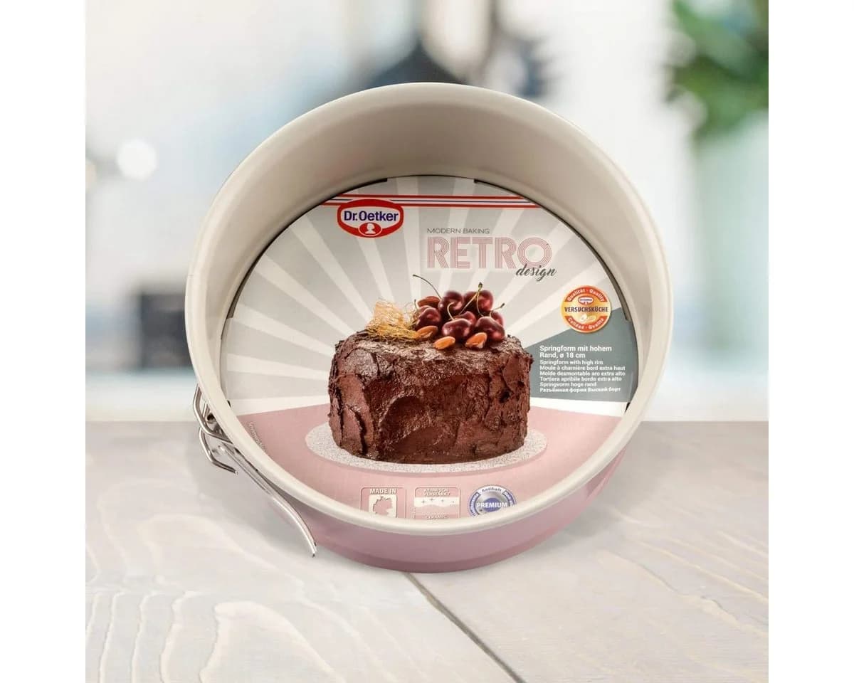 Dr. Oetker Springform 18 cm Retro Design Rosa Antihaft