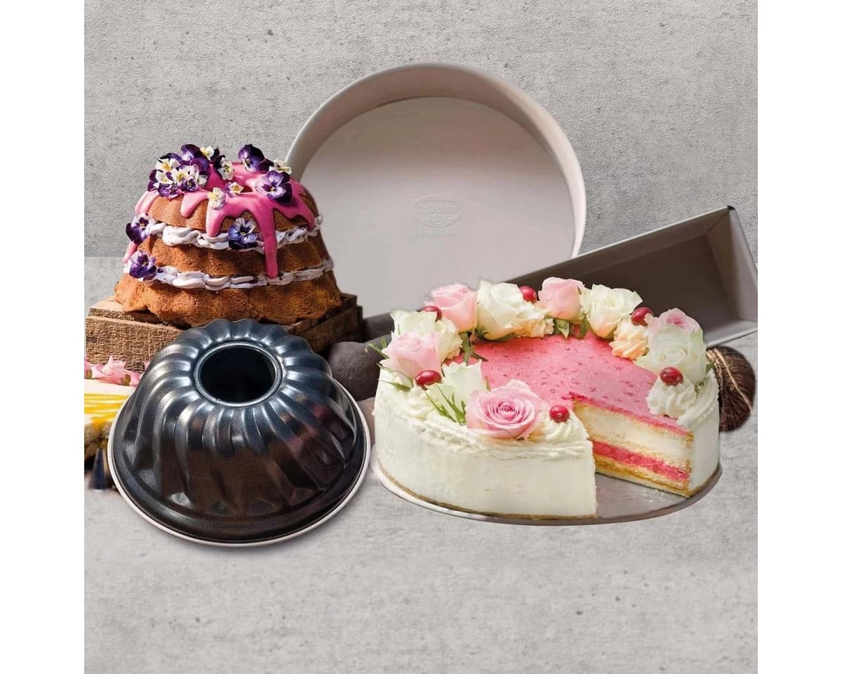 Dr. Oetker Backformen-Set 3-tlg. Back-Trend Stahlblech Creme/Anthrazit