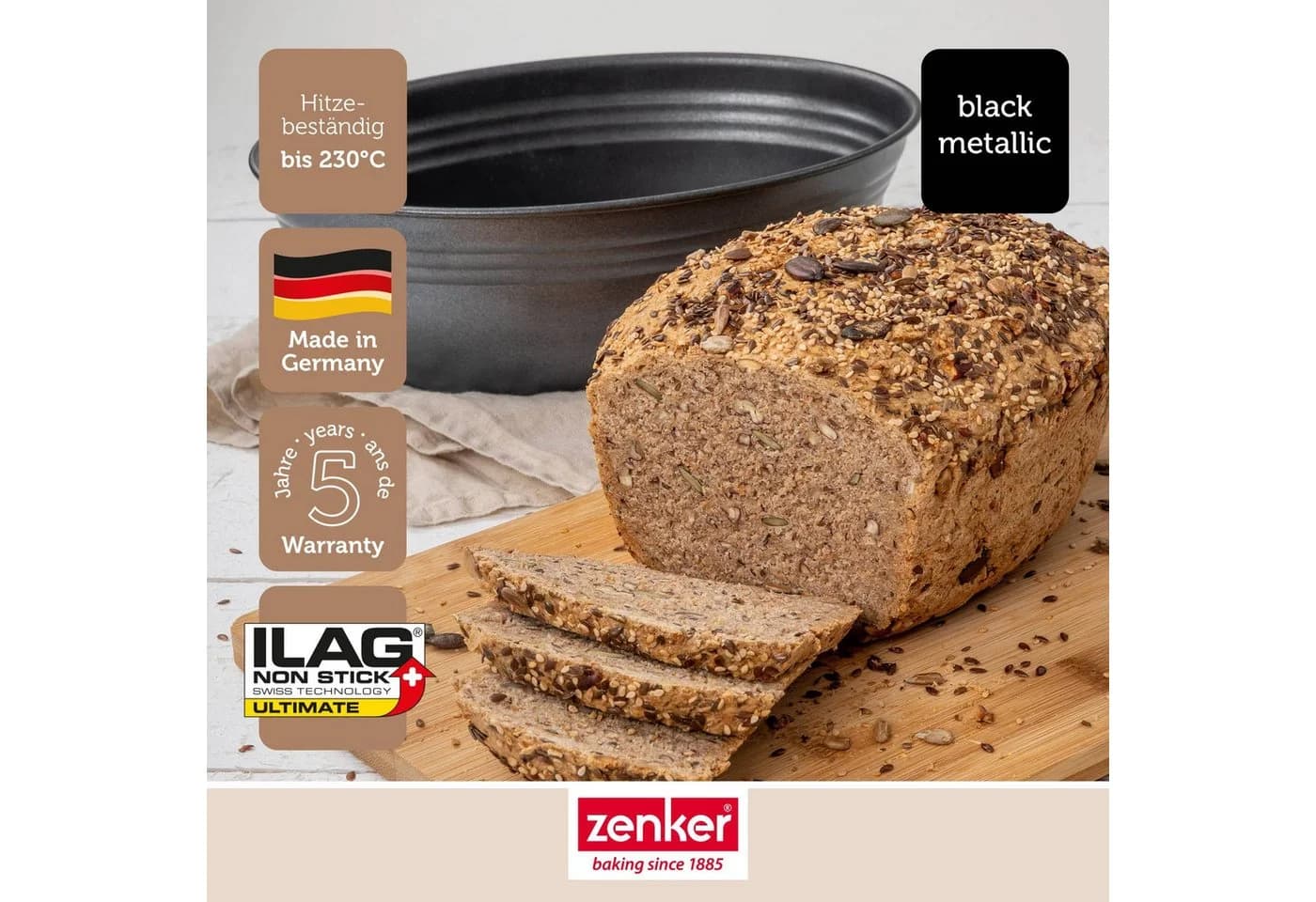 Zenker Brotbackform Oval Antihaftbeschichtet Schwarz