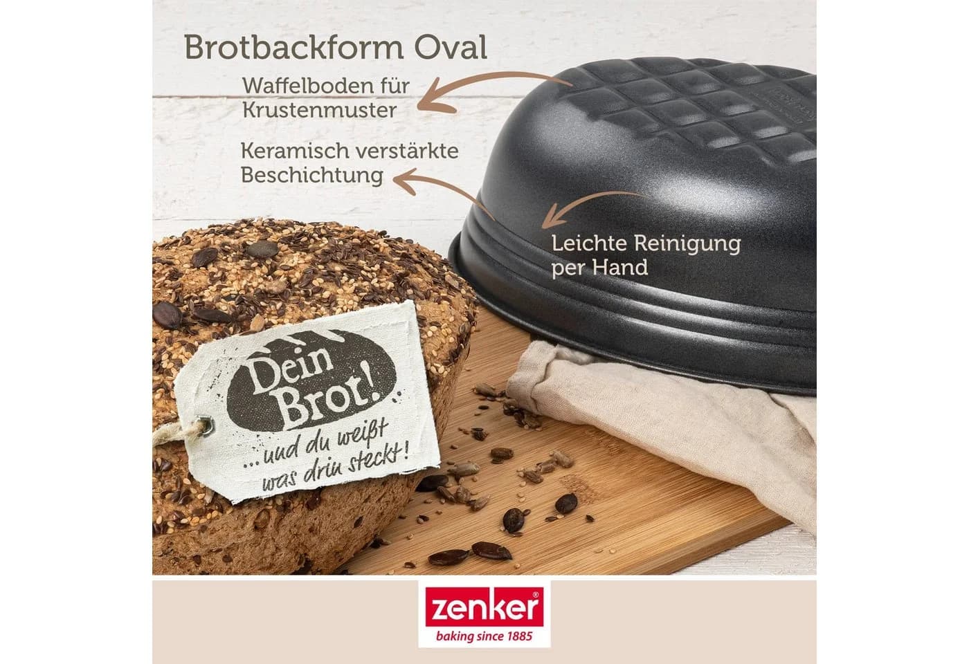Zenker Brotbackform Oval Antihaftbeschichtet Schwarz - Bild 3