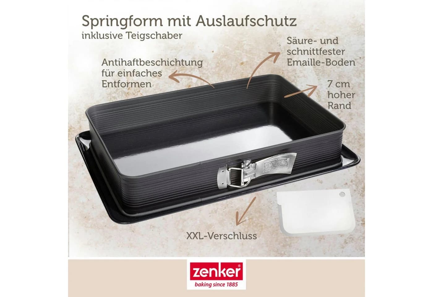 Zenker Springform Anthrazit Metall Rechteckig Antihaftbeschichtet - Bild 3