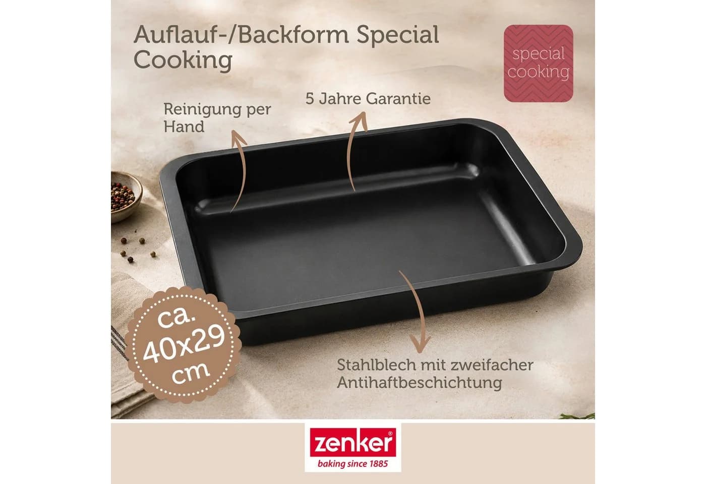 Zenker Ofenbackform SPECIAL COOKING Auflaufform Schwarz - Bild 3