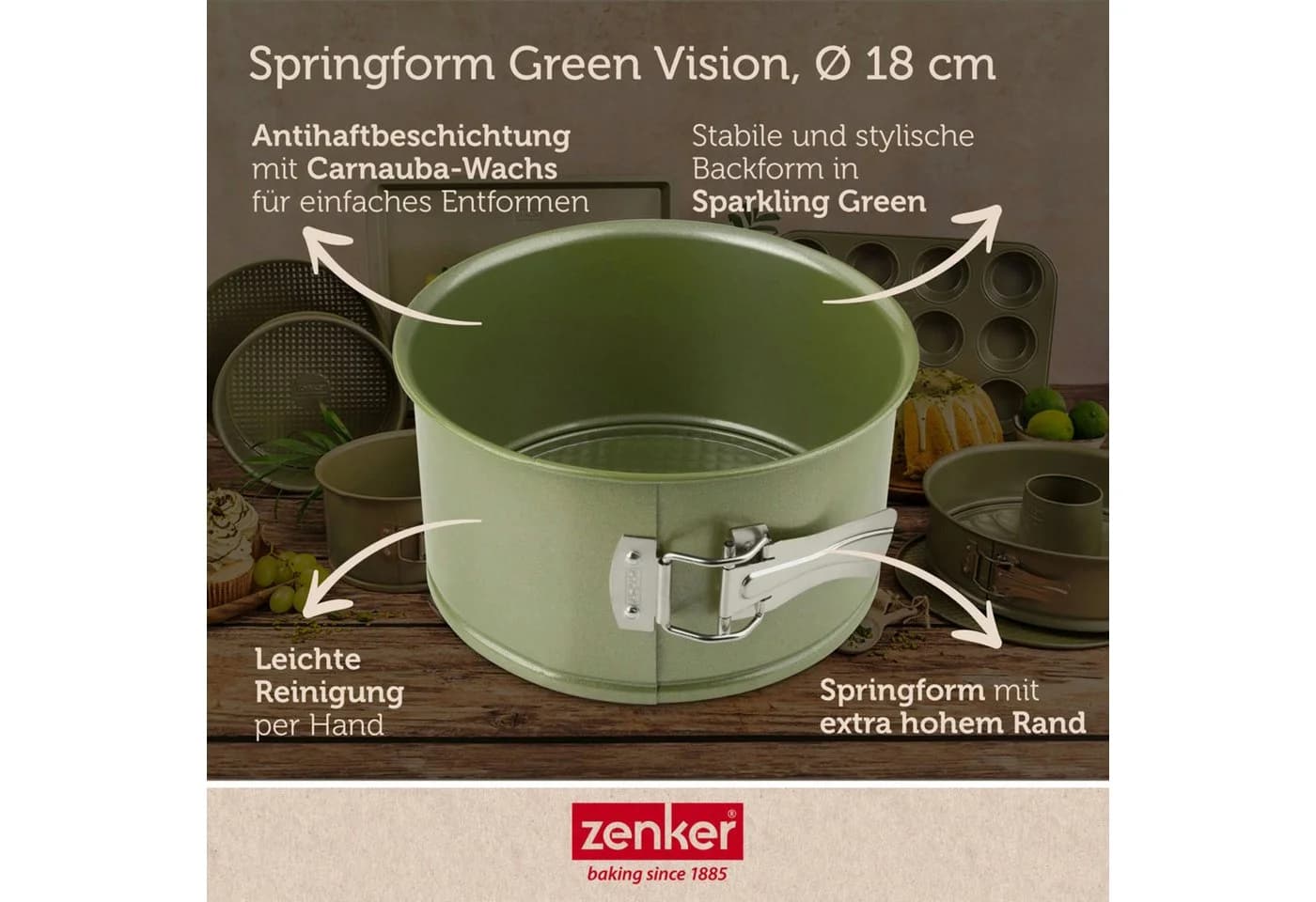 Zenker Springform 18 cm mit hohem Rand Antihaftbeschichtung Sparkling Green - Bild 3