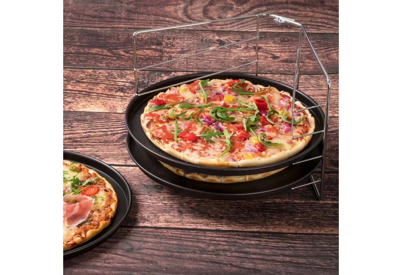 Zenker Pizzablech Set 3-tlg. mit Gestell Antihaft