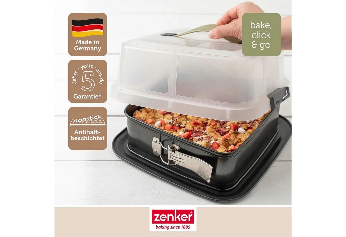 Zenker Quadratische Springform 24cm mit Haube & Antihaftbeschichtung