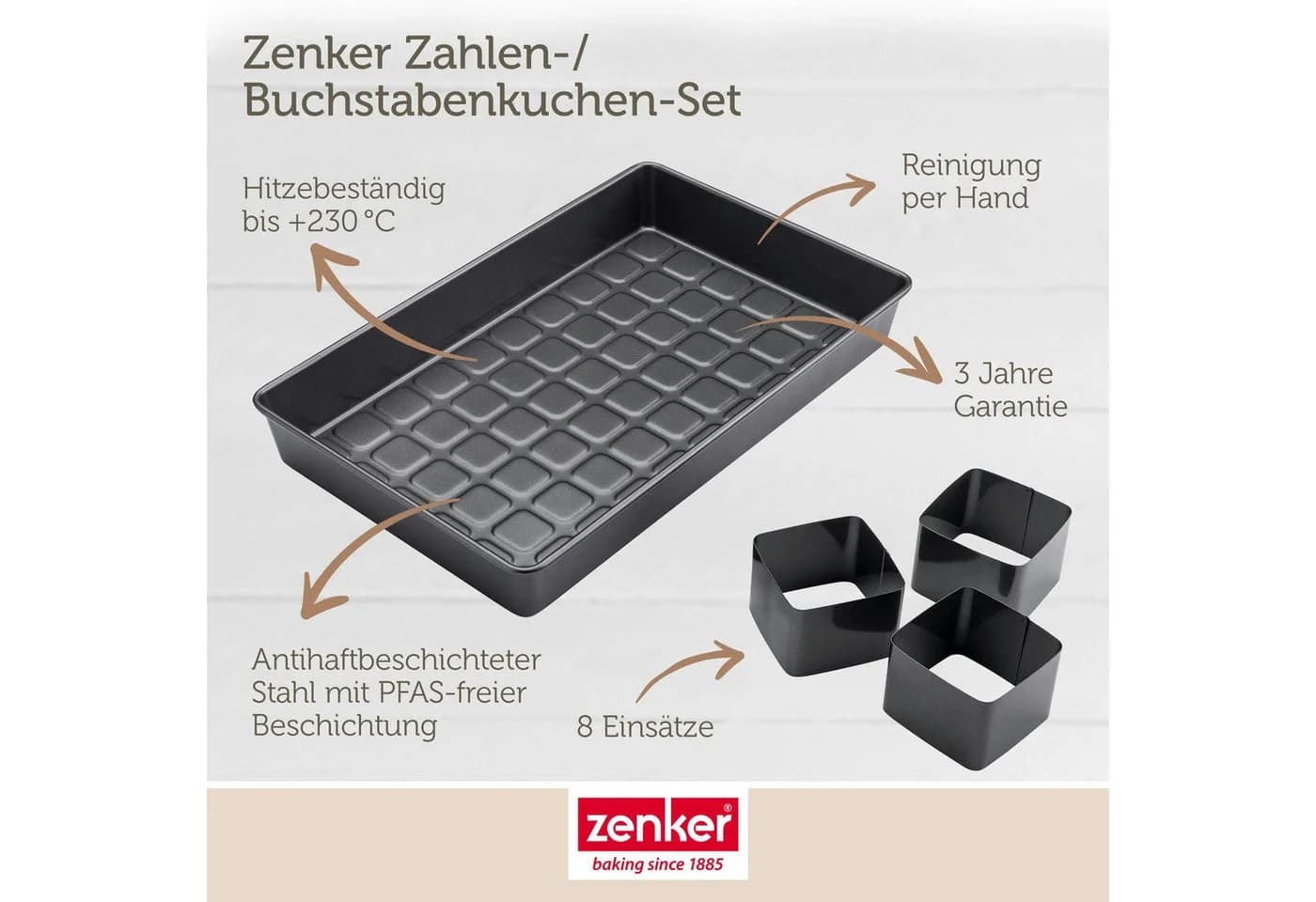 Zenker Backform-Set Zahlen & Buchstaben 9-tlg. Grau C-Stahl - Bild 3