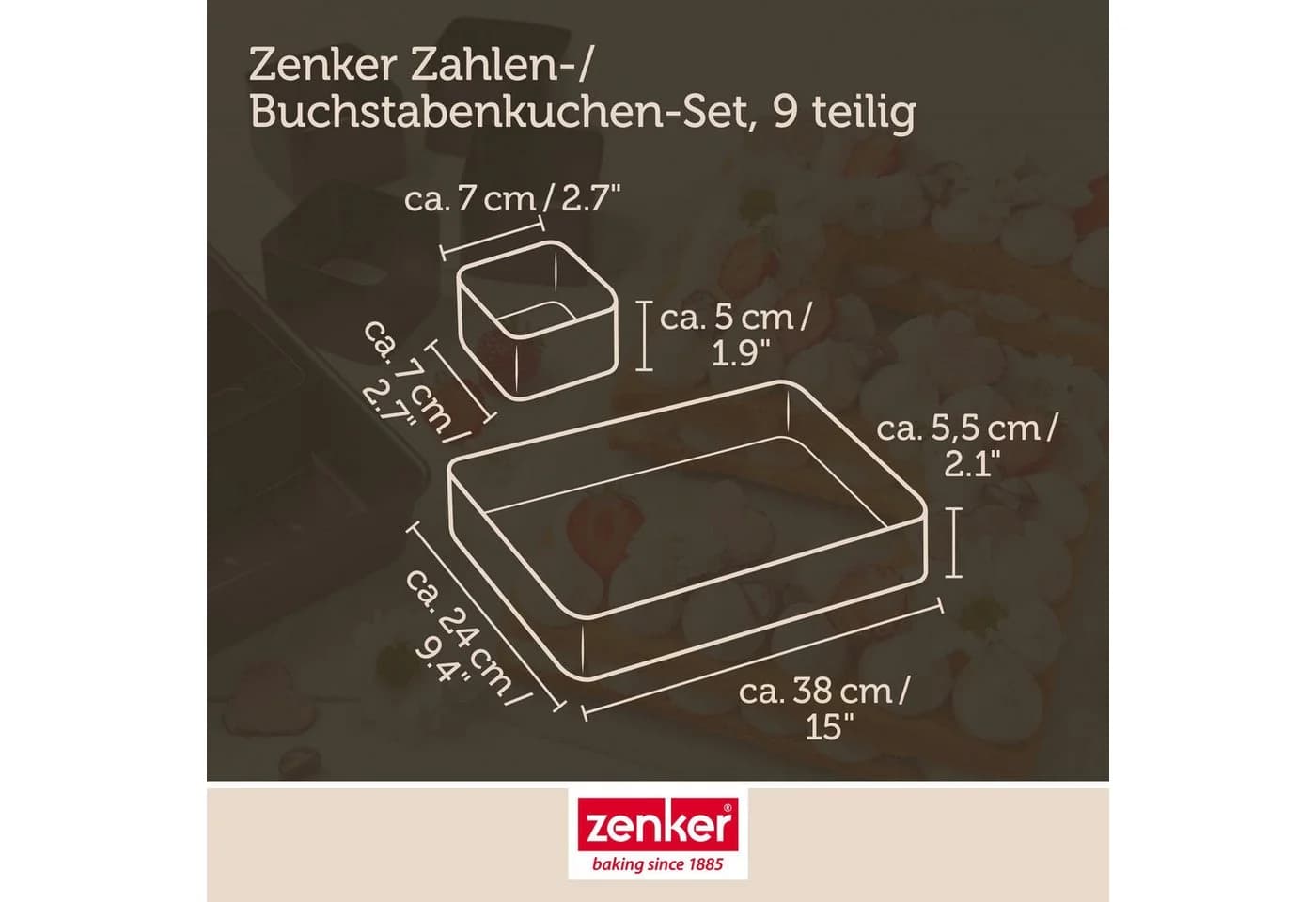 Zenker Backform-Set Zahlen & Buchstaben 9-tlg. Grau C-Stahl - Bild 4