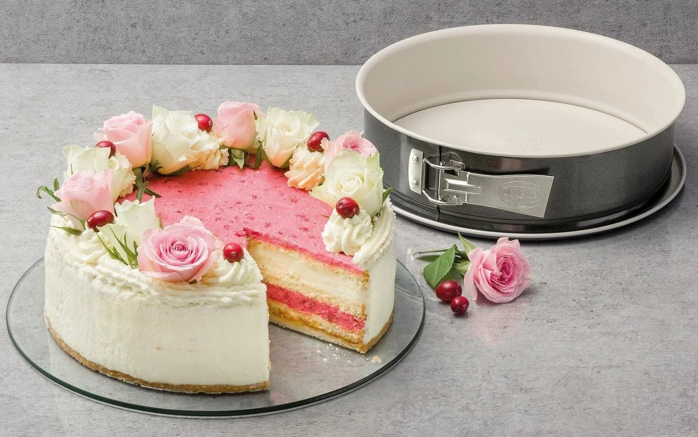 Springform aus Stahlblech und Keramik, Anthrazit/Creme, 28 cm
