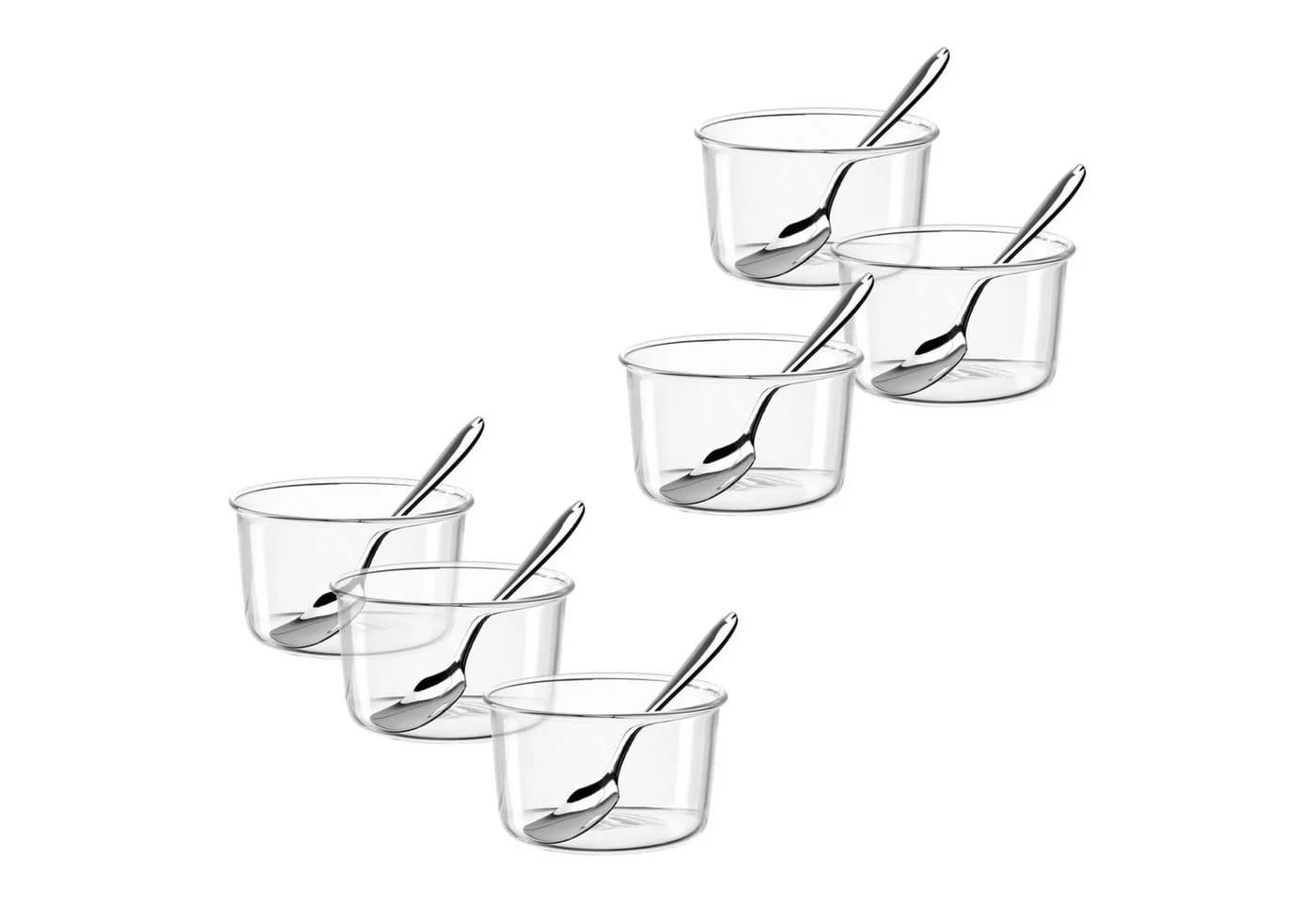 Leonardo VETRO Schale Set 6-tlg. Glas transparent mit Eislöffeln - Bild 2