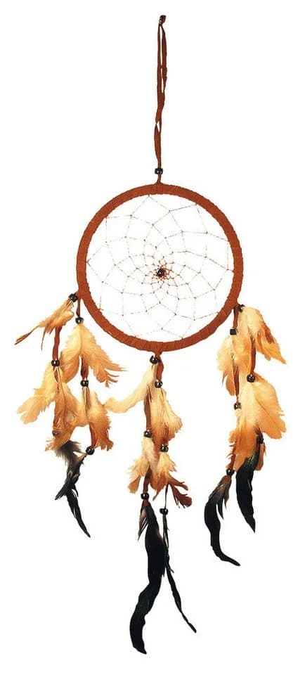 Saraswati Traumfänger aus Leder 10cm Dekohänger