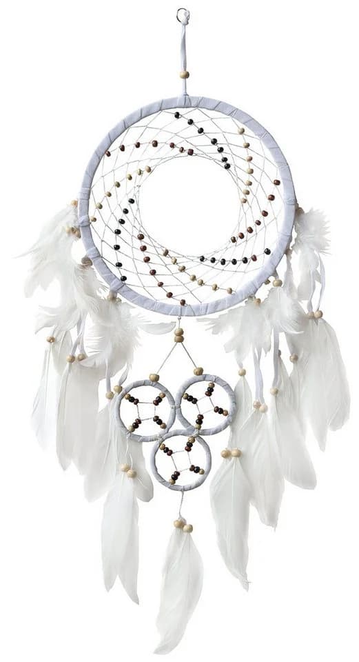 Saraswati Traumfänger Cosmic Swirl Leder Weiss 60cm