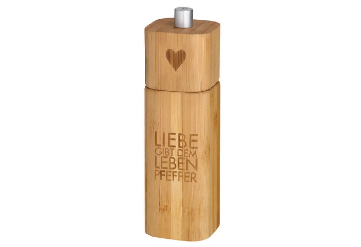 Pfeffermühle LIEBE GIBT DEM Holz 15 cm Räder - Bild 2