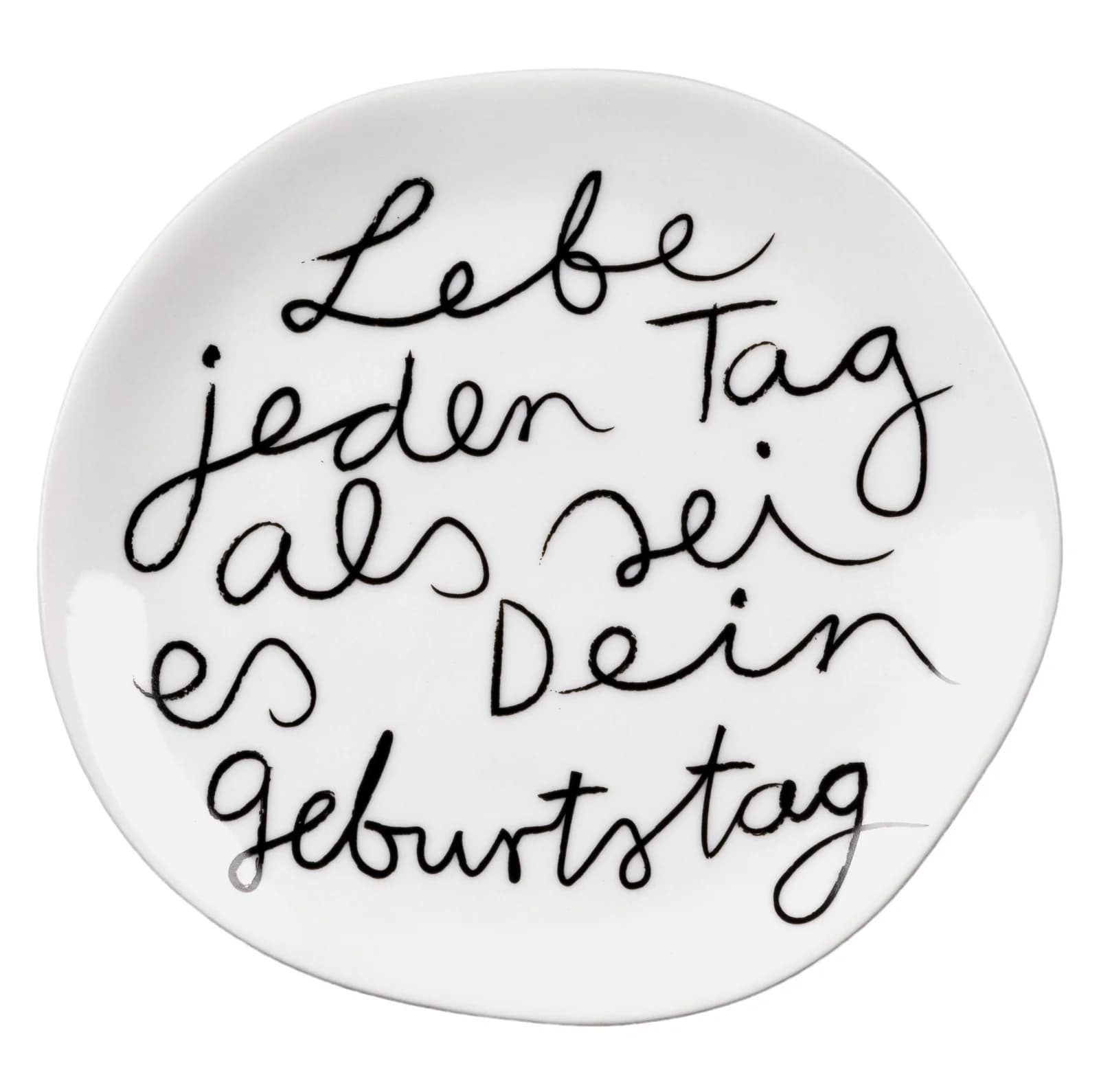 Teller MIX&MATCH LEBE JEDEN Porzellan Weiß/schwarz Handgefertigt