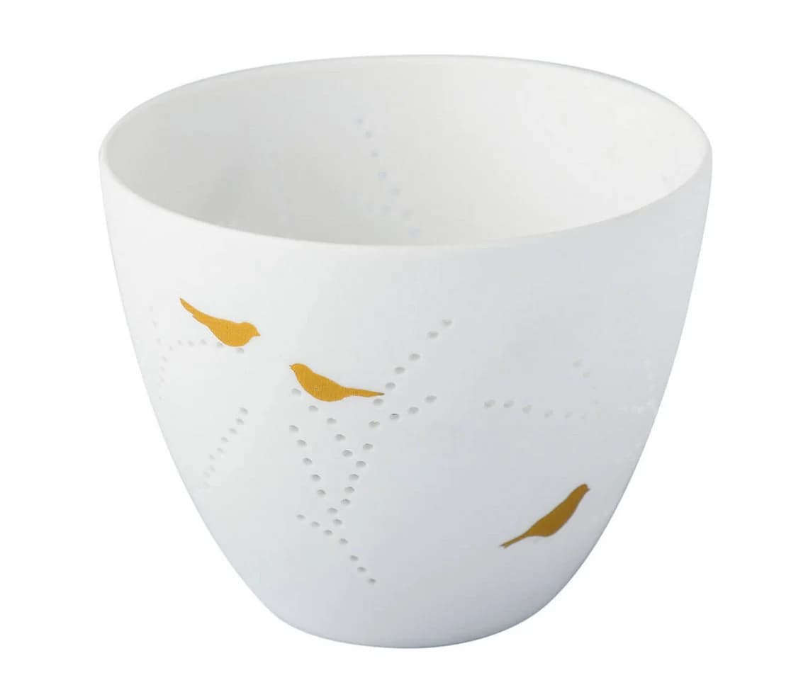 Räder Design Teelichthalter Vogel Weiß/Gold Porzellan - Bild 2