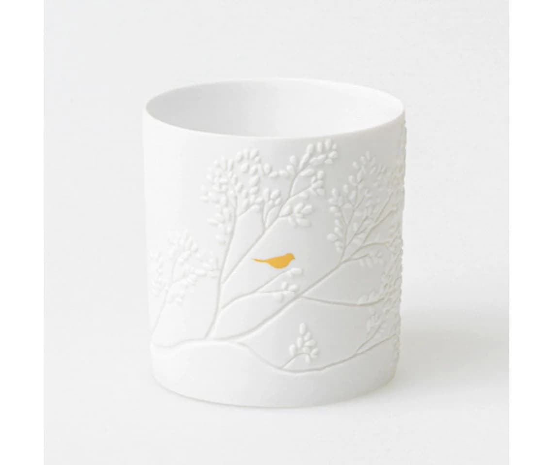 Räder Kerzenhalter Design Teelichthalter Porzellangeschichten Goldvogel Weiß 7cm