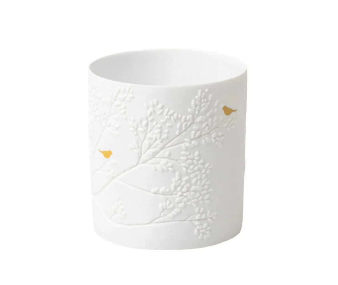 Räder Kerzenhalter Design Teelichthalter Porzellangeschichten Goldvogel Weiß 7cm - Bild 2