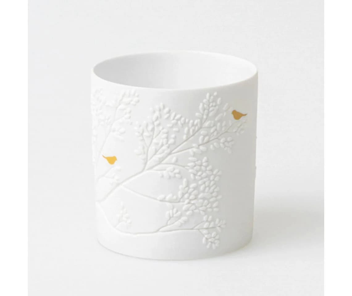 Räder Kerzenhalter Design Teelichthalter Porzellangeschichten Goldvogel Weiß 7cm - Bild 3