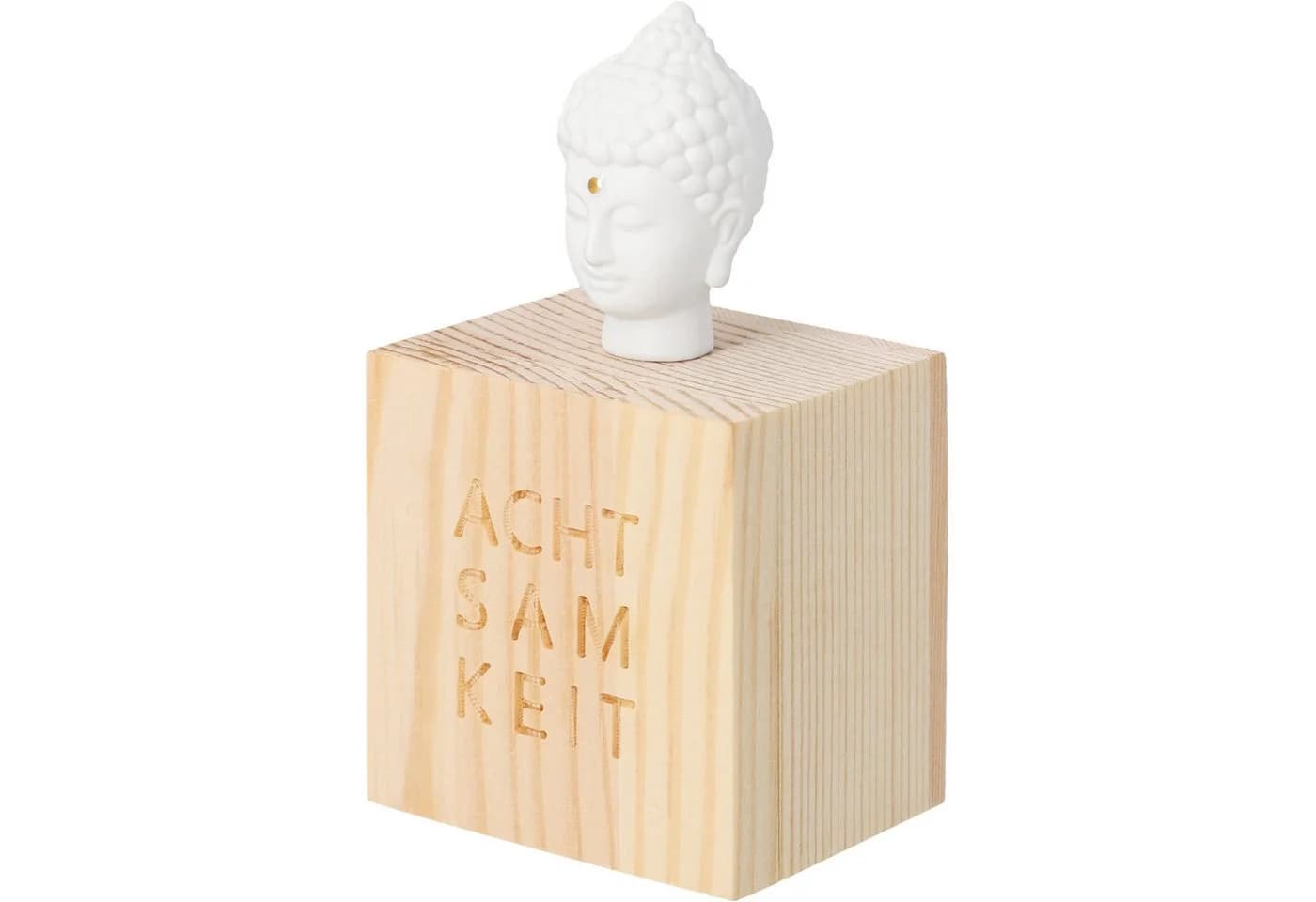 Räder Design Glückskästchen Achtsamkeit Buddha Kopf Porzellan Holzkasten - Bild 2