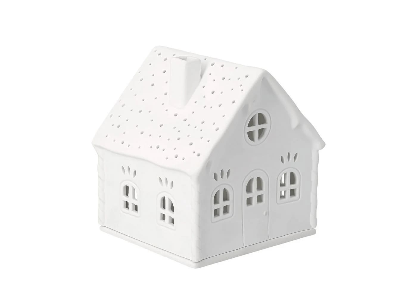 Räder Lichthaus Zuckerstangenhaus Weiß Porzellan LED