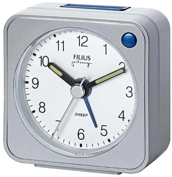 FILIUS ZEITDESIGN Quarzwecker Silber Analog mit Snooze und Beleuchtung
