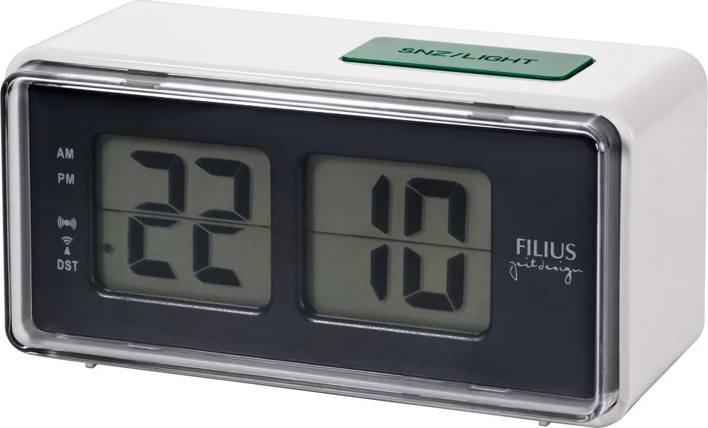 FILIUS ZEITDESIGN Funkwecker 0530-0 Weiß Digital mit Beleuchtung
