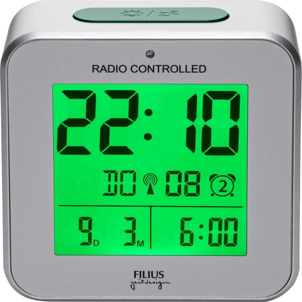 FILIUS zeitdesign Funkwecker 0531-19 Silber Digital