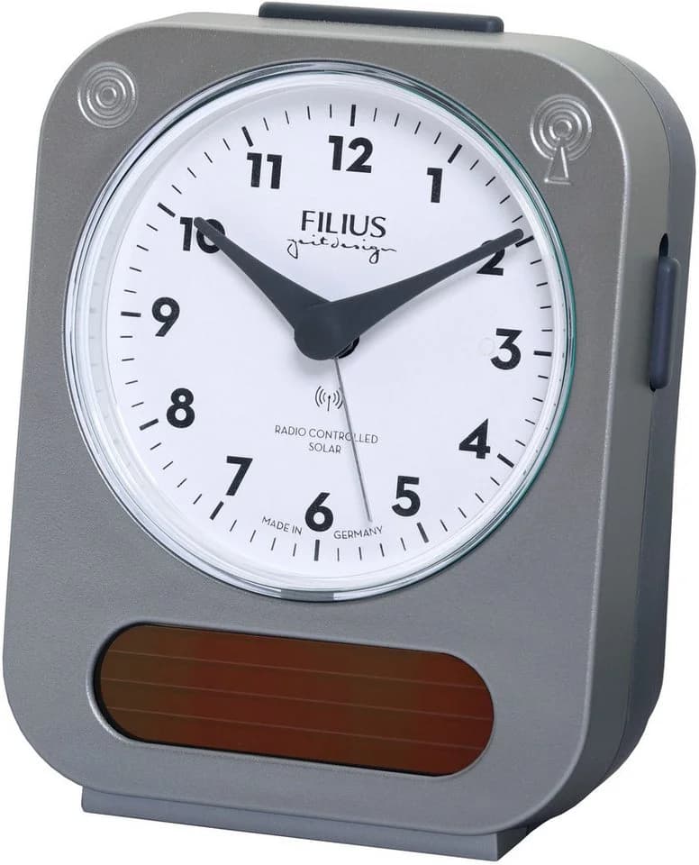 FILIUS zeitdesign Funkwecker Solar Grau Beleuchtung Made in Germany