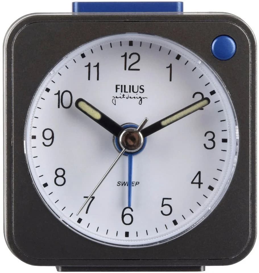FILIUS ZEITDESIGN Quarzwecker Grau mit Snooze und Beleuchtung