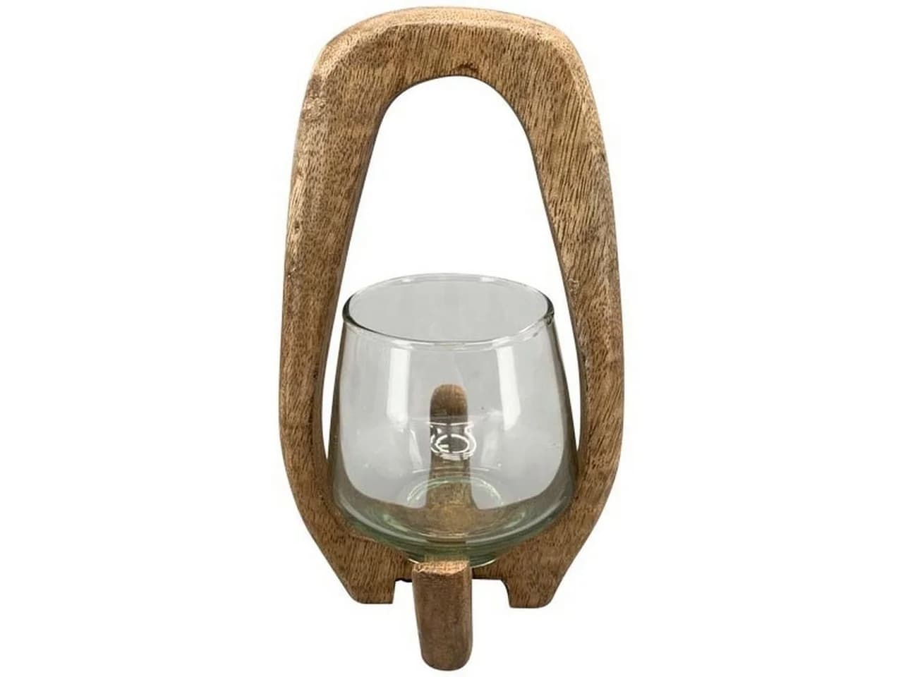 Small-Preis Windlicht aus Holz mit Glaseinsatz Beige - Bild 2