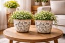 finehomegarden Blumentopf Übertopf Mush Keramik Ø7,5cm+Ø11cm Rustikales Antikes Topf Dekor Bild 1