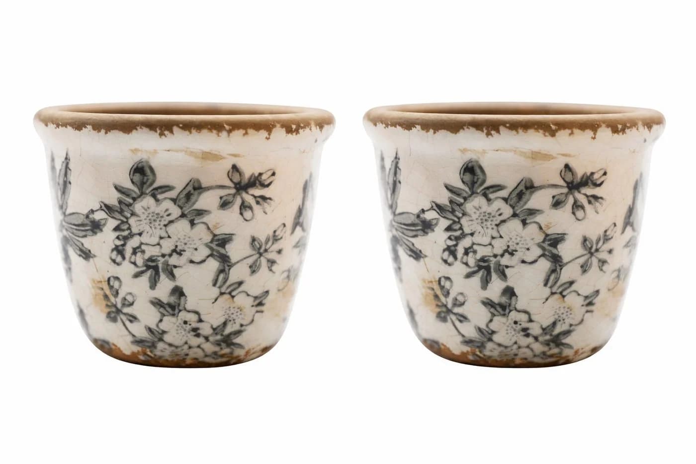 finehomegarden Blumentopf Übertopf Mush Keramik Ø7,5cm+Ø11cm Rustikales Antikes Topf Dekor - Bild 2