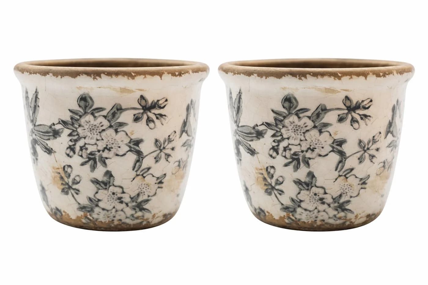 finehomegarden Blumentopf Übertopf Mush Keramik Ø7,5cm+Ø11cm Rustikales Antikes Topf Dekor - Bild 3