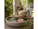 finehomegarden Teichfigur Wasserspeier Vogel Braun-Natur Steinzeug mit Pumpe Bild 1