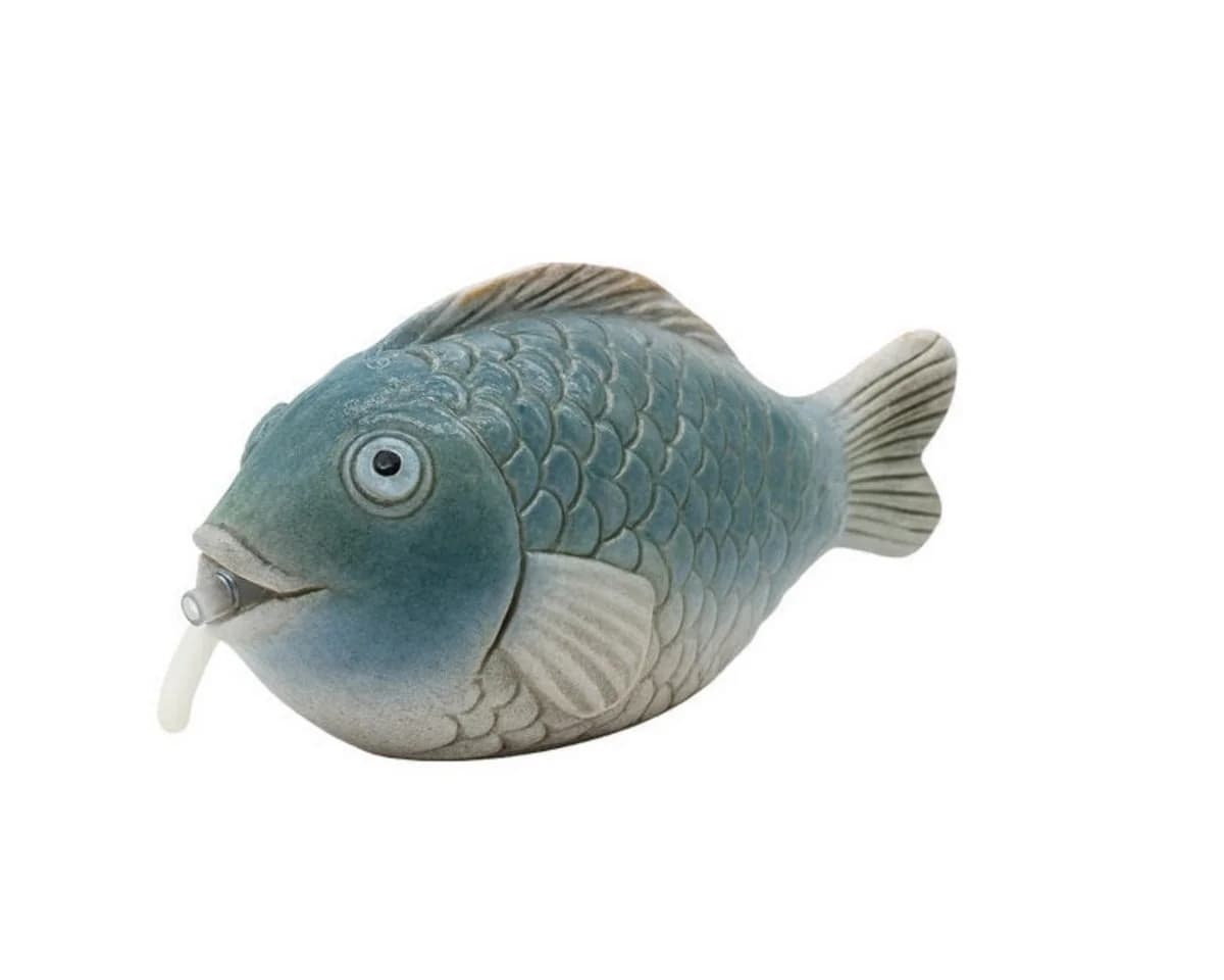 finehomegarden Teichfigur Wasserspeier Fisch blau Steinzeug mit Pumpe - Bild 2