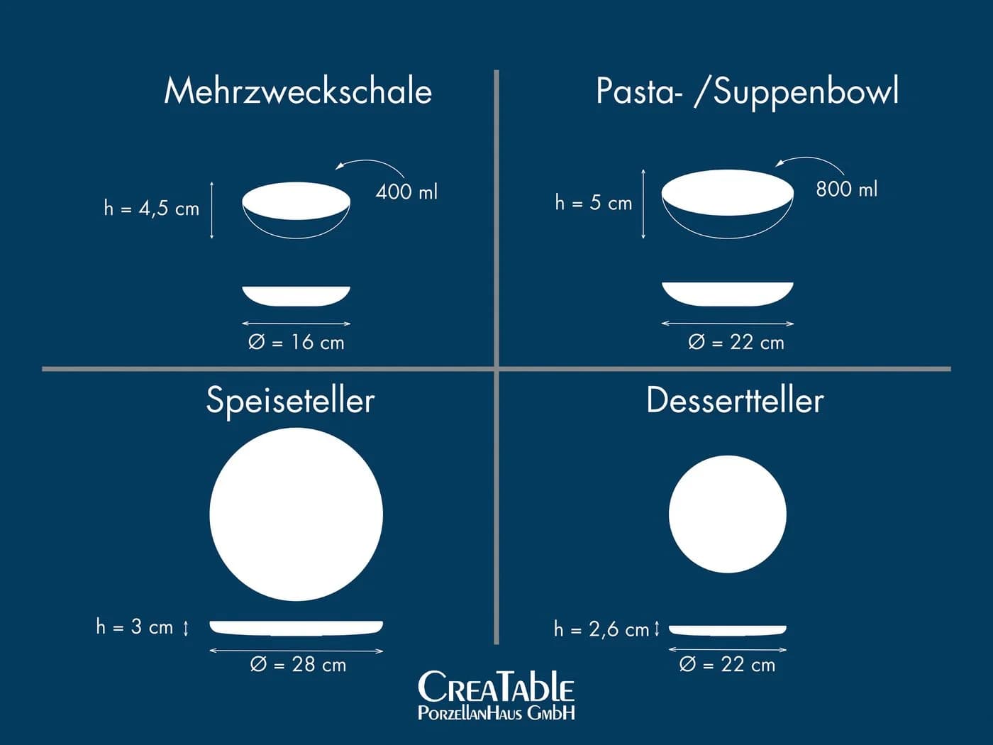 CreaTable Tafelservice Uno 8-tlg Schwarz Steinzeug - Bild 5
