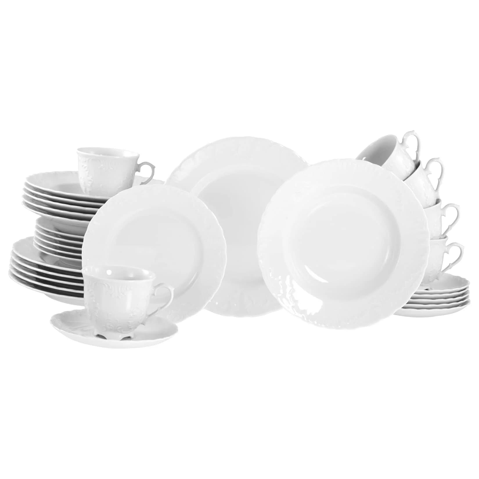 Creatable Rokoko 30-tlg. Geschirr-Set Weiß Porzellan