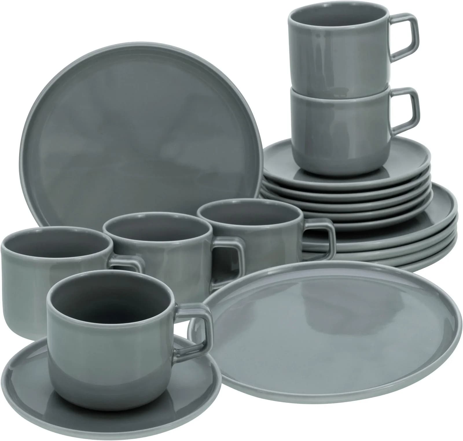 Creatable Kaffeeservice Grau Keramik 18-teilig 250 ml