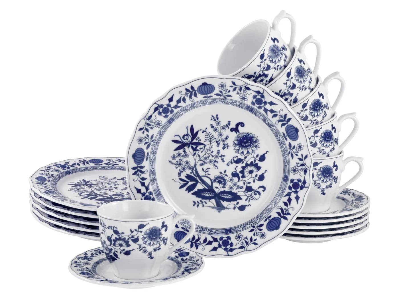 CREATABLE Kaffeeservice 18-tlg. Flora Zwiebelmuster Weiß Porzellan - Bild 2
