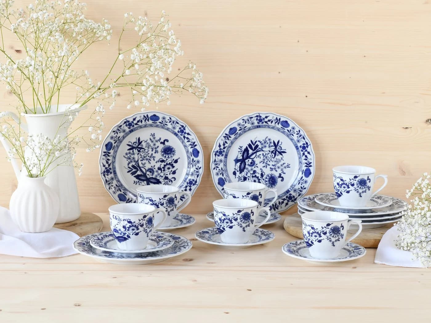 CREATABLE Kaffeeservice 18-tlg. Flora Zwiebelmuster Weiß Porzellan - Bild 4